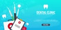 Dental clinic and Dentist. Medical background. Health care. Vector medicine illustration. Royalty Free Stock Photo
