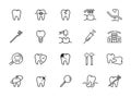 Minimal dental line icon set