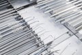 Dental clinic instruments, dentist tools closeup - dentist concept