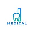 Dental Clinic Logo. Blue Linear Shape Letter I Linked with Tooth Symbol inside. Usable for Dentist, Dental Care and Medical Logos