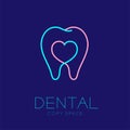 Dental clinic logo icon tooth with heart sign outline stroke design illustration Royalty Free Stock Photo