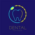 Dental clinic logo icon tooth with mouth mirror and braces circle frame outline stroke set illustration Royalty Free Stock Photo