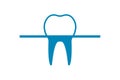 Dental clinic logo. Tooth in the form of an iceberg in the ocean. Vector illustration on a white background.