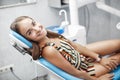 Young beautiful woman at the dental clinic at the doctorÃ¢â¬â¢s appointment