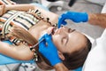 Young beautiful woman at the dental clinic at the doctorÃ¢â¬â¢s appointment