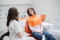 Woman at the reception of a dentist in a dental clinic.