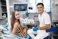 Young beautiful woman at the dental clinic at the doctorÃ¢â¬â¢s appointment