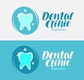 Dental clinic, tooth logo or label. Dentistry, stomatology, odontology, caries treatment symbol. Lettering vector Royalty Free Stock Photo