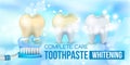 Dental concept .Healthy Tooth.Oral health ads.The process of teeth whitening,Blue plastic toothbrush with toothpaste.3D, realistic