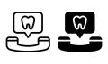 Dental consultation icon with outline and glyph style. Royalty Free Stock Photo