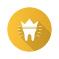 Dental crown flat design long shadow glyph icon Royalty Free Stock Photo