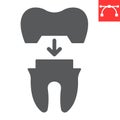 Dental crown glyph icon, dental and stomatolgy, tooth crown sign vector graphics, editable stroke solid icon, eps 10.