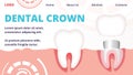 Dental Crown Horizontal Banner. Tooth Restoration