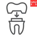 Dental crown line icon, dental and stomatolgy, tooth crown sign vector graphics, editable stroke linear icon, eps 10.