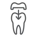 Dental crown line icon, stomatology