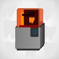 Dental 3d printer in modern style. Dentistry vector icon. Graphic element.