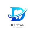 Letter d dental or dentist logo symbol, clean tooth symbol
