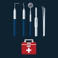 Dental dentist tools object vector icon bag medical set equipment teeth health Royalty Free Stock Photo