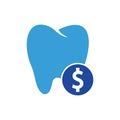 Dental dollar logo vector. Tooth and dollar coin vector