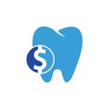 Dental dollar logo vector. Tooth and dollar coin vector