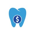 Dental dollar logo vector. Tooth and dollar coin vector