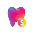 Dental dollar logo vector. Tooth and dollar coin vector