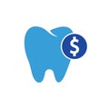 Dental dollar logo vector. Tooth and dollar coin vector