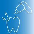 Dental drill and teeth line icon. Caries treatment linear style sign for mobile concept and web design. Tooth treating Royalty Free Stock Photo