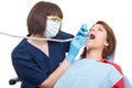 Dental drilling procedure on upper teeth