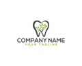 Dental and eco leaf healthy teeth logo design concept.