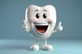 Dental encouragement Cute tooth character gives a positive thumbs up signal