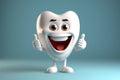 Dental encouragement Cute tooth character gives a positive thumbs up signal