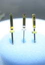 Dental Endodontic NITI rotary files burs placed on a stand Royalty Free Stock Photo