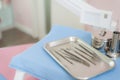 Dental instrument set in clinic Royalty Free Stock Photo