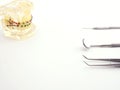 Dental equipment on white background Royalty Free Stock Photo