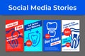 Dental exam and cleaning sale discount promo advertising social media stories set vector