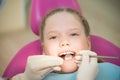 Dental exam , small kid in dental clinic