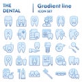 Dental flat icon set, dentistry equipment symbols collection, vector sketches, logo illustrations, oral hygiene signs Royalty Free Stock Photo