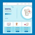 Dental flat landing page website template. Online check, audiogram, health check. Web banner with header, content and