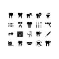 Dental flat line icons set. Dental services, therapy, teeth illness, tool, reconstruction, diagnosis, health care, treatment. Royalty Free Stock Photo