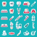 Dental Flat Sticker Icons Set