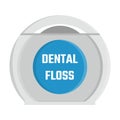 Dental floss cartoon template isolated on white background. Teeth protection, oral care, dental health concept design for poster, Royalty Free Stock Photo