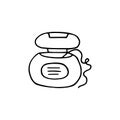 Dental floss. Hand-drawn doodle isolate. Black and white vector illustration