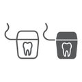 Dental floss line and glyph icon, stomatology Royalty Free Stock Photo