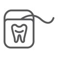 Dental floss line icon, dentist and dentistry, tooth care sign, vector graphics, a linear pattern on a white background. Royalty Free Stock Photo