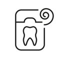 Dental Floss Line Icon. Dentistry Treatment, Tooth Hygiene Linear Pictogram. Teeth Care Equipment, Clean Mouth Outline Royalty Free Stock Photo