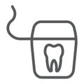 Dental floss line icon, stomatology and dental