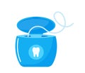 Dental floss, medical and dentistry healthcare. Thread of floss silk to clean between the teeth after eating. Vector illustration