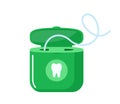 Dental floss, medical and dentistry healthcare. Thread of floss silk to clean between the teeth after eating. Vector illustration