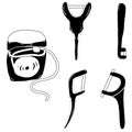 Dental floss set of five icons in black Royalty Free Stock Photo